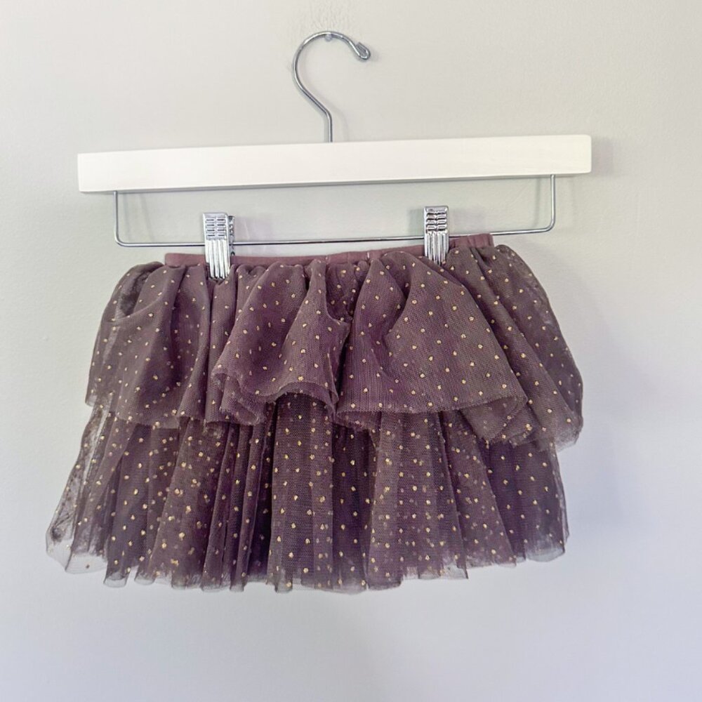 Mudpie Baby Gray and Gold Polka Dot Tutu Tulle Skirt